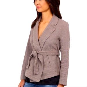 Free People Mauve-Taupe Textured Wrap Blazer